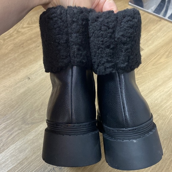 Marc Fisher Vina Black Shearling-Lined Leather Boots - Picture 7 of 9